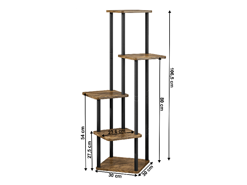 Suport metalic pentru fori Anita (negru + lemn rustic)