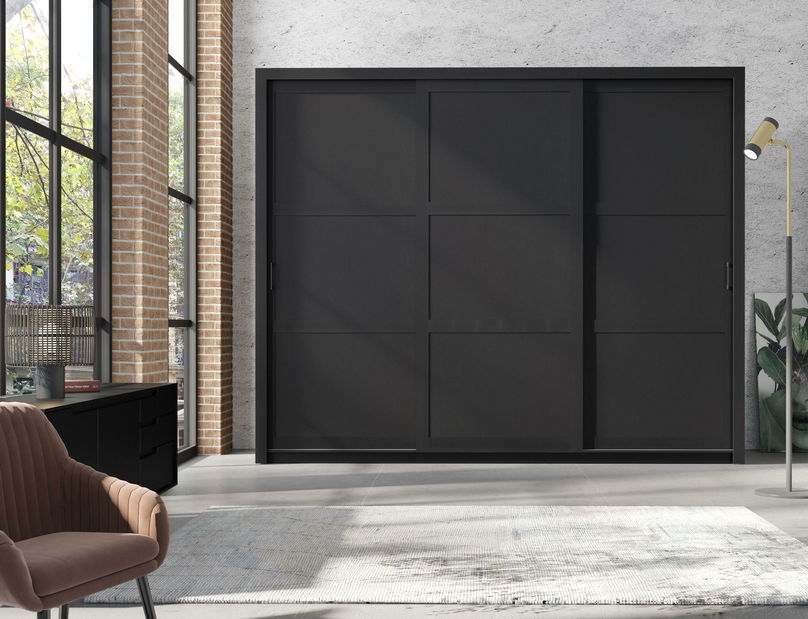 Šatníková skriňa s posuvnými dverami Framoretta 2 (čierna)