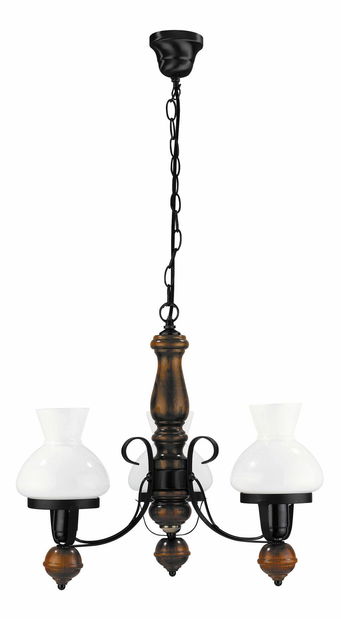 Aplică de perete Petronel 7078 (mat negru + nuc + sticlă opal)