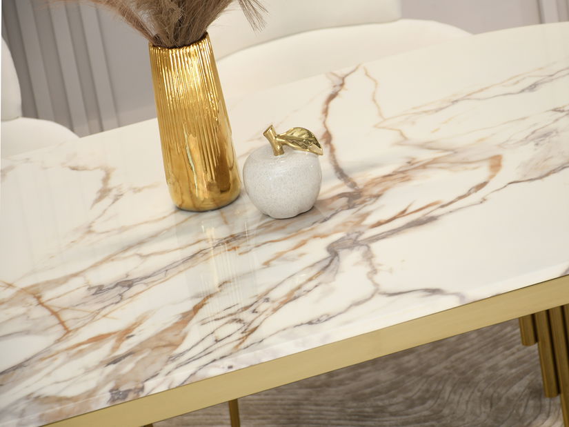 Jedálenský stôl Alimenticia (mramor + zlatá)