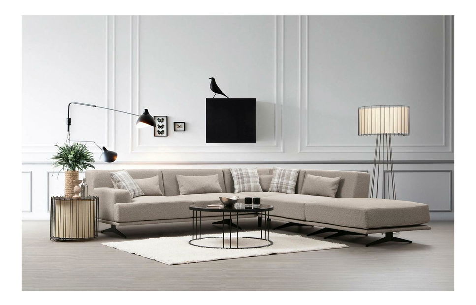 Kutna garnitura Bentelona (L) (bež + crna)