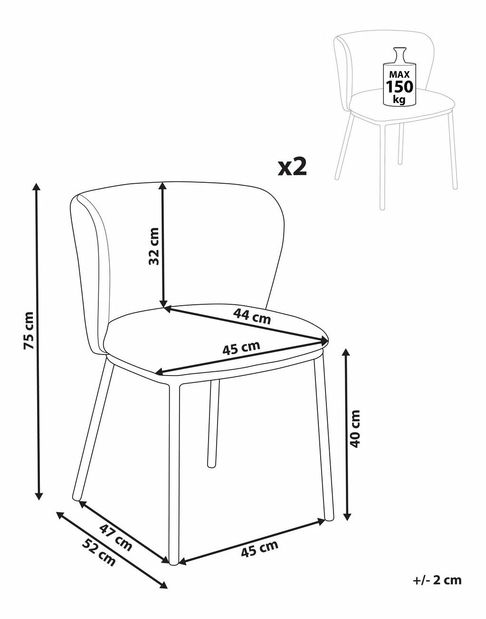 Set 2 ks jedálenských stoličiek Minik (sivé buklé)
