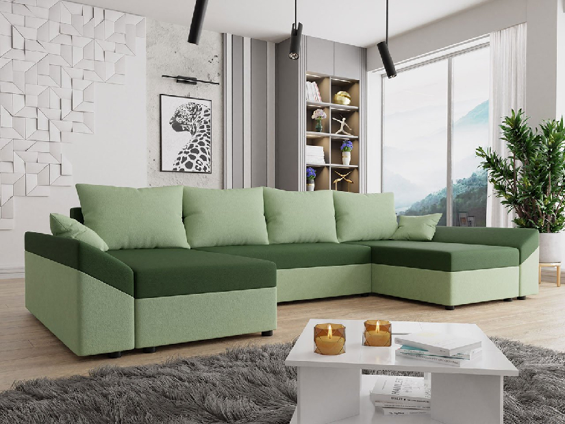 Sofa na razvlačenje s prostorom za odlaganje U Marmar (zelena)