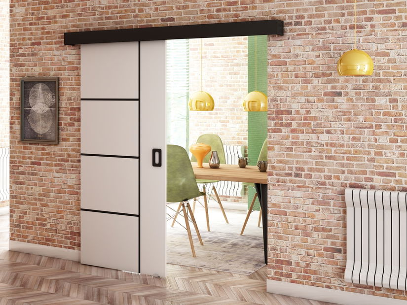 Uși culisante 90 cm Bethany V (alb mat + negru mat)