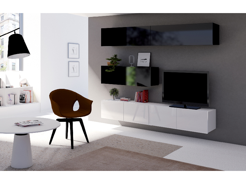 Mobilier living Calabria C8 (Negru + Alb) (fără iluminat)