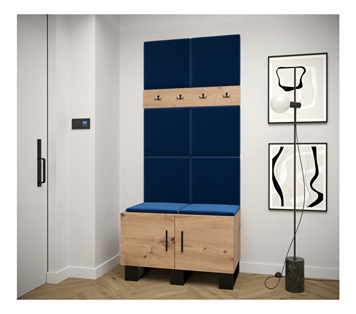 Set mobilier pentru hol Amanda 4 (Stejar artisan + Albastru)
