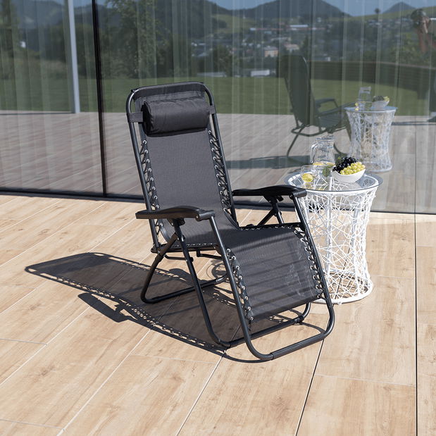 Záhradné polohovatelné kreslo Gerry (čierna)