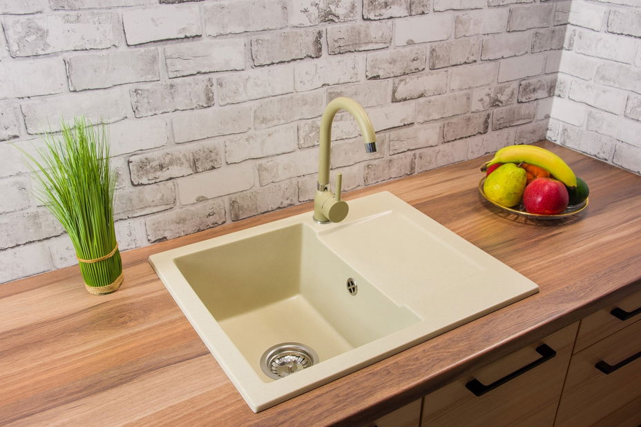 Chiuvetă de bucătărie Dalgam (bej) (cu 3 orificii pentru robinet) (D)