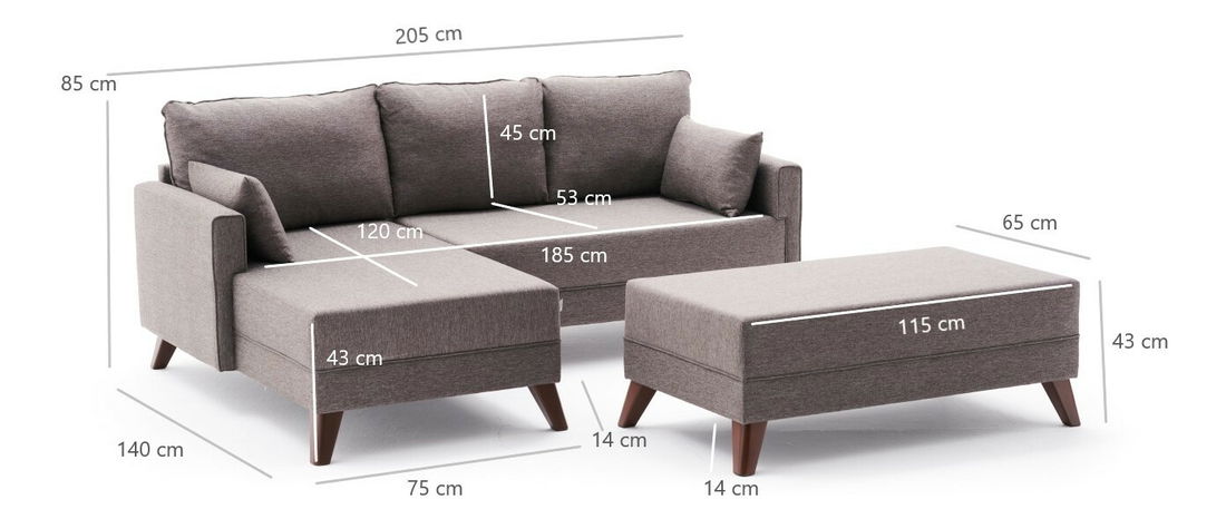 Canapea extensibilă Bellina Mini (maro) (S)