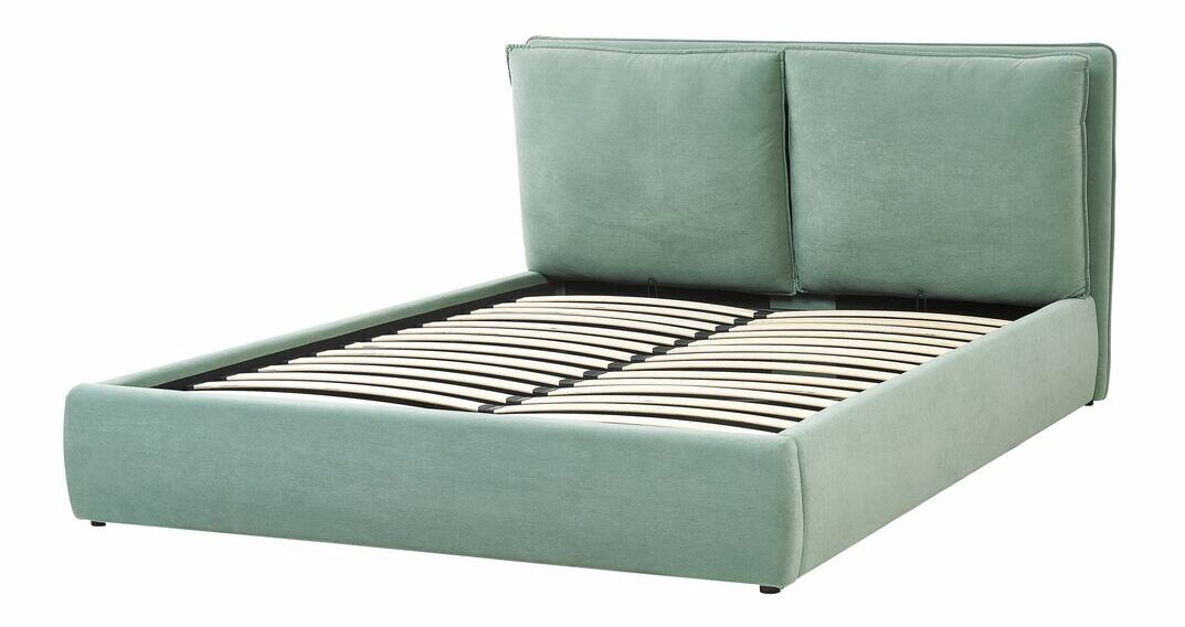 Bračni krevet 160 cm Berit (zelena) (s podnicom) (s prostorom za odlaganje)