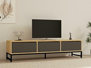 TV asztal/szekrény Samove 3 (zafír tölgy + fekete + antracit) 