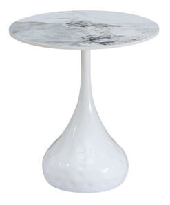 Stolić za kavu Ebral (mramor bijeli + čelik) 