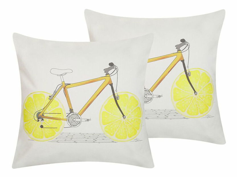 Sada 2 ozdobných vankúšov 45 x 45 cm Ruscu (biela)