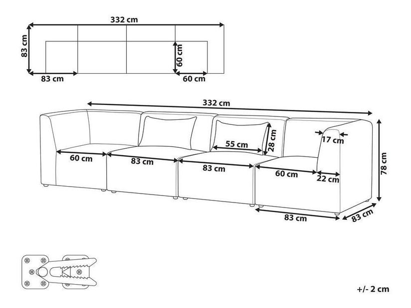 Négyszemélyes kanapé Lemia (zöld)