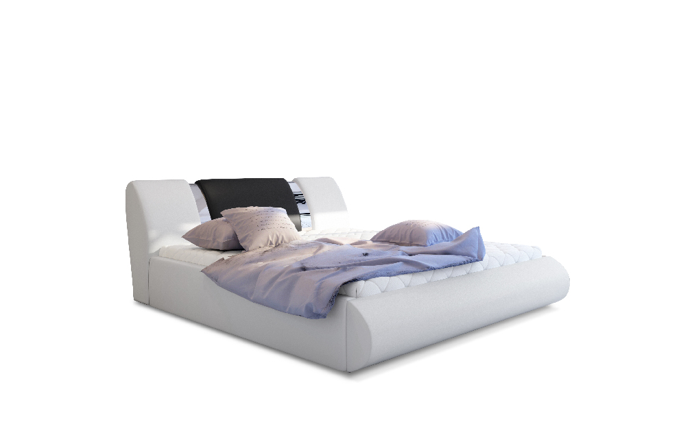Manželská posteľ 180 cm Fabio (biela + čierna) (s roštom a úl. priestorom) *výpredaj