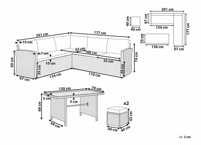 Vrtni set Beltran (smeđa)