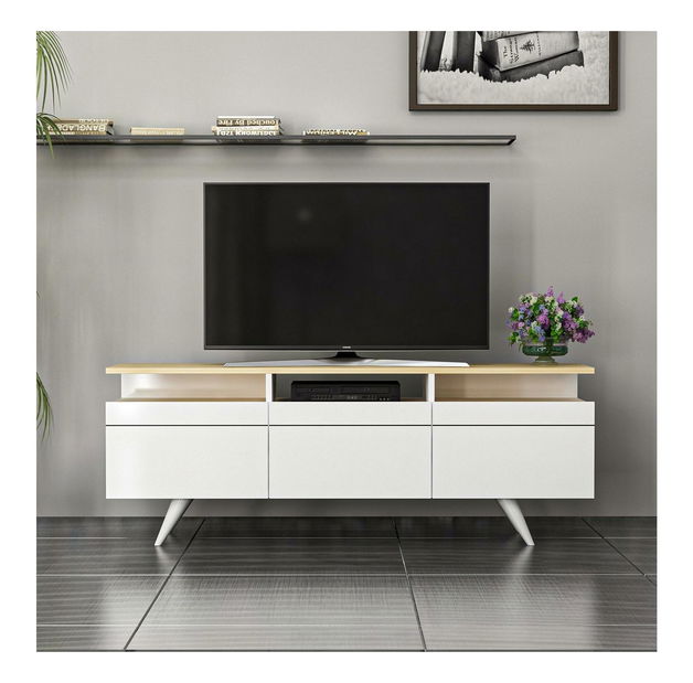 TV stolík/skrinka Vulema 2 (dub + biela) 