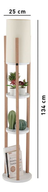 Állólámpa polcokkal Narakotta 2 (fehér + természetes)