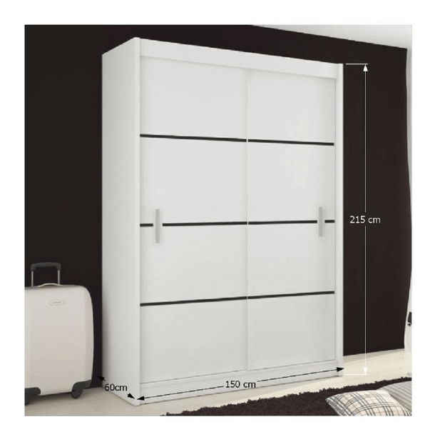 Ormar za garderobu Magnet 150 (bijela + crna) 