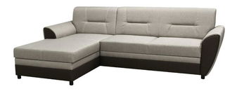 Rozkladacia rohová sedačka Sovard (hnedá + béžovosivá) (s úložným priestorom) (L)