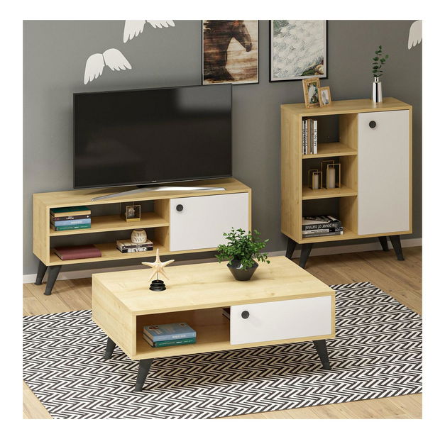 Konzolový stolík Nevipe 1 (dub zafírový + biela) 