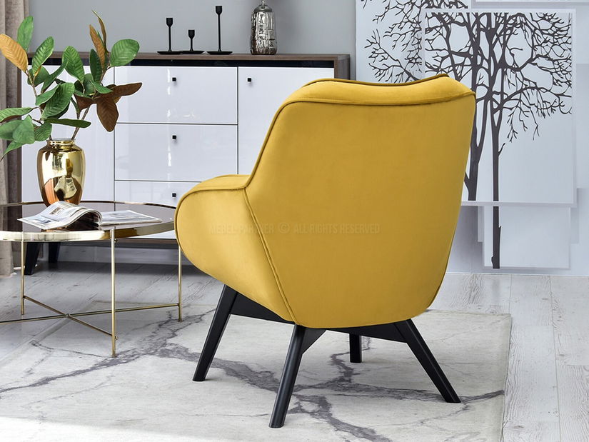 Dizájnos fotel Merch (arany + tölgy)