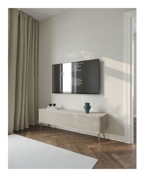 TV skrinka/stolík Oglio O5 (sivobéžová + zlatá)