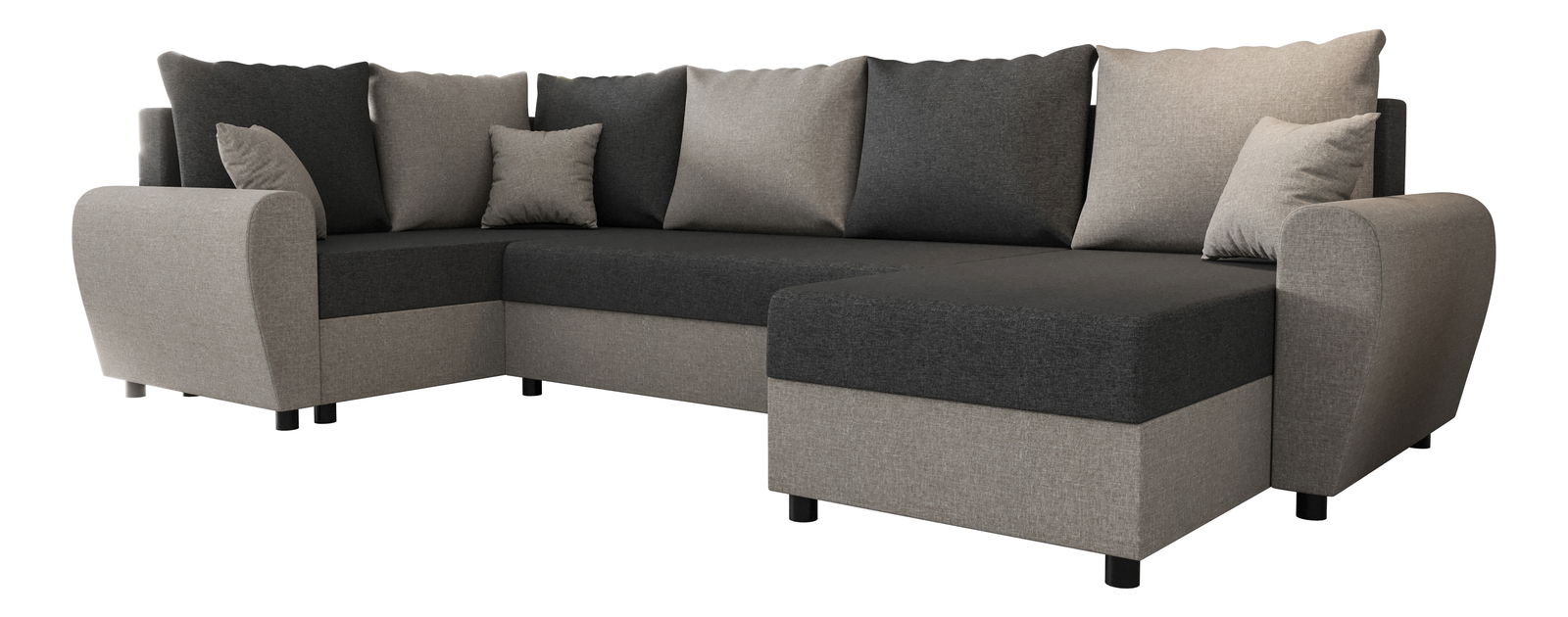 Kutna garnitura u obliku slova U Fleur Long (smeđa + siva) (L)