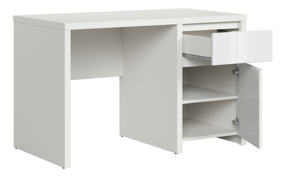 PC stolík BRW Kaspian BIU1D1S/120 (biela + lesk biely)