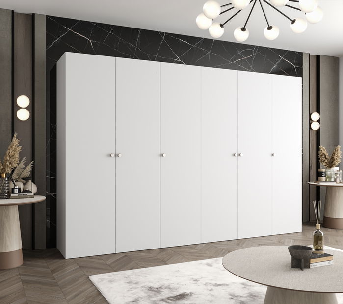 Dulap de haine 300 cm Parna 1 (alb + Argintiu)