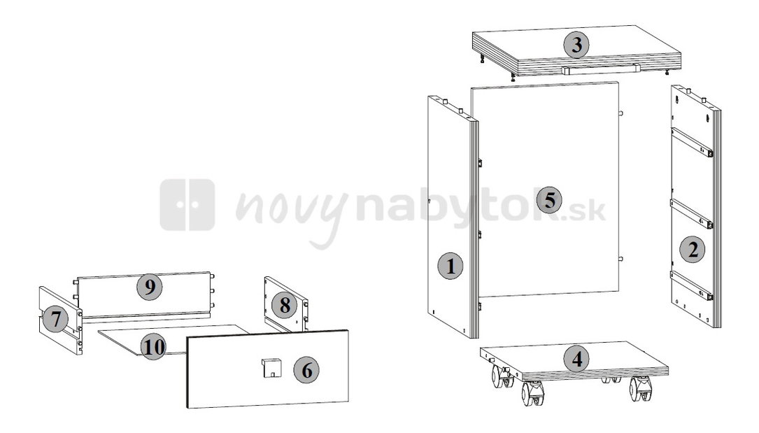Mobilná komoda BRW VIS A VIS V3S/6/4