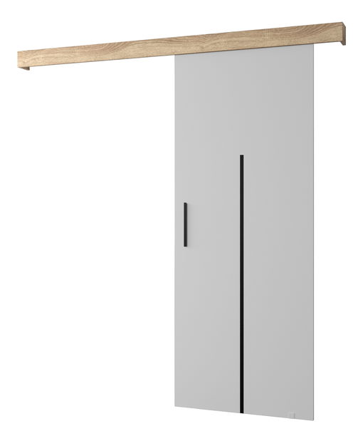 Posuvné dvere 90 cm Sharlene X (biela matná + dub sonoma + čierna)