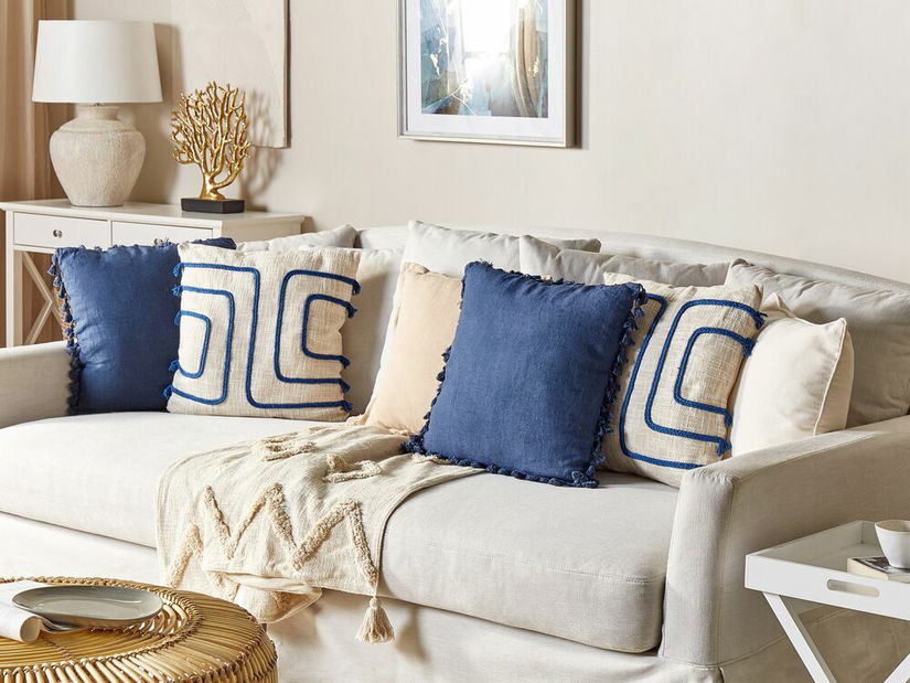 Set 2 perne decorative 45 x 45 cm Pleo (bej + albastru)