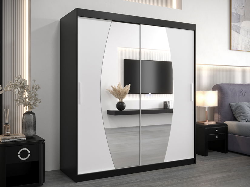 Ormar za garderobu 180 cm Eclipse (crna mat + bijela mat)