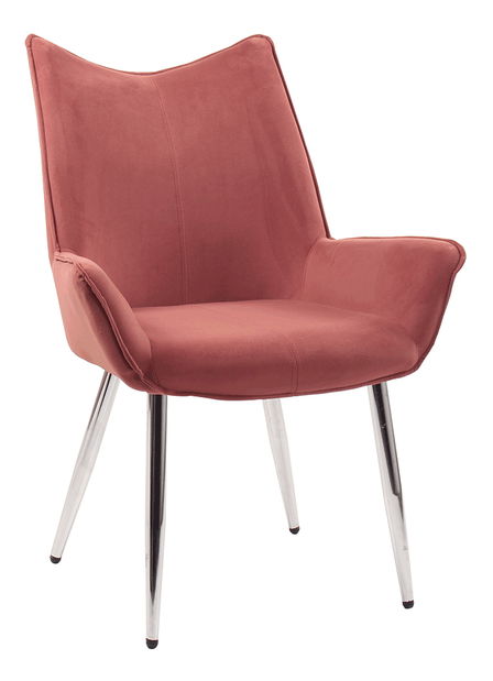 Jedálenské kreslo Chromit (ružová + chróm)