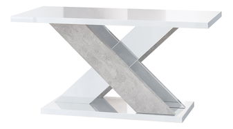 Masă de cafea Xalin (alb lucios + piatră)