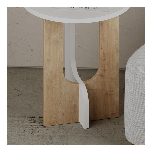 Príručný stolík Leilani ( biela + dub)