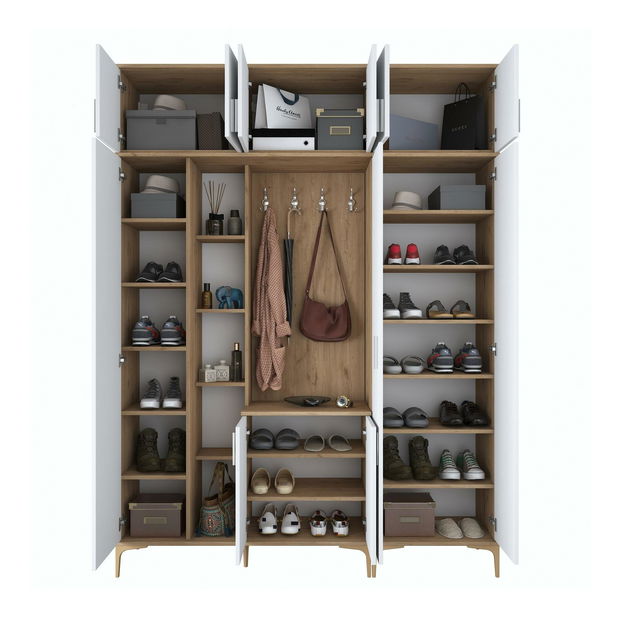 Predsoblje Emily 28 (s ogledalom) (orah + bijela)