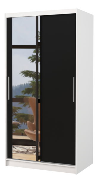 Ruhásszekrény Beral (fehér + fekete) (tükörrel)
