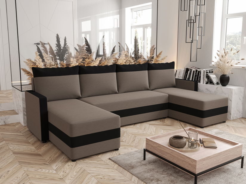 Colțar în formă de U Pure U Bis (capuccino + Negru)