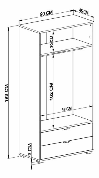 Ruhásszekrény Gloriana (fehér) 