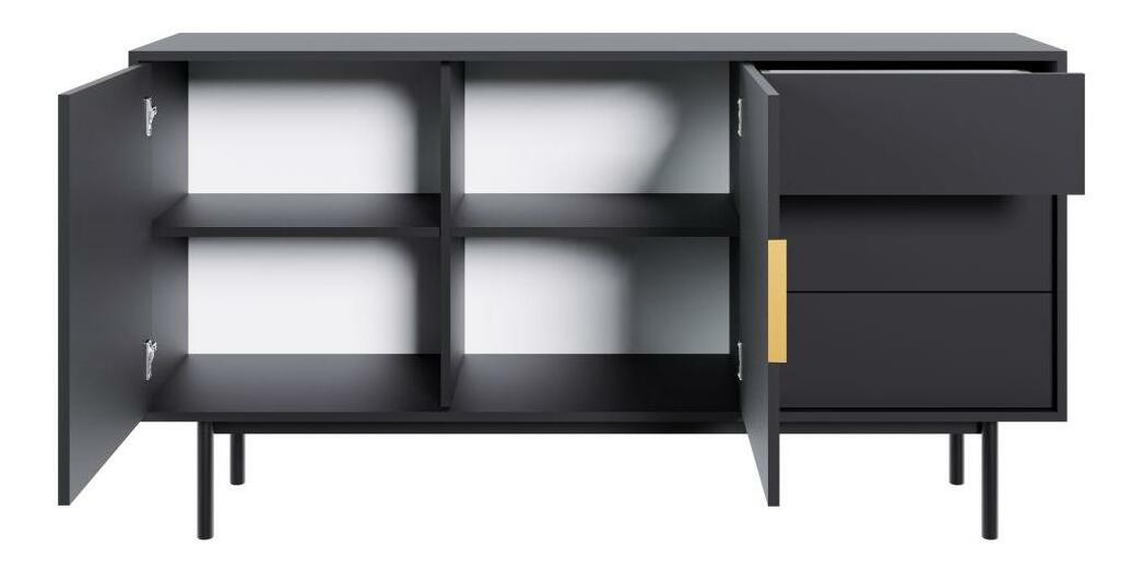 Komoda Vuvaso 2D3S (crna + zlatna) 