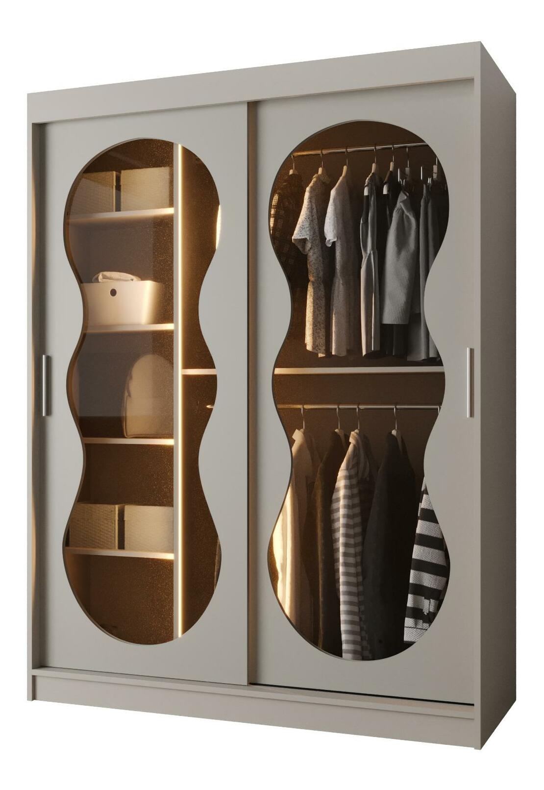 Ruhásszekrény 150 cm Boomer 3 (kasmír) (világítással)