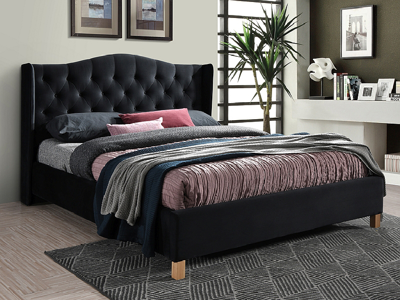 Manželská posteľ 160x200 cm Amberly (čierna) (bez matraca)