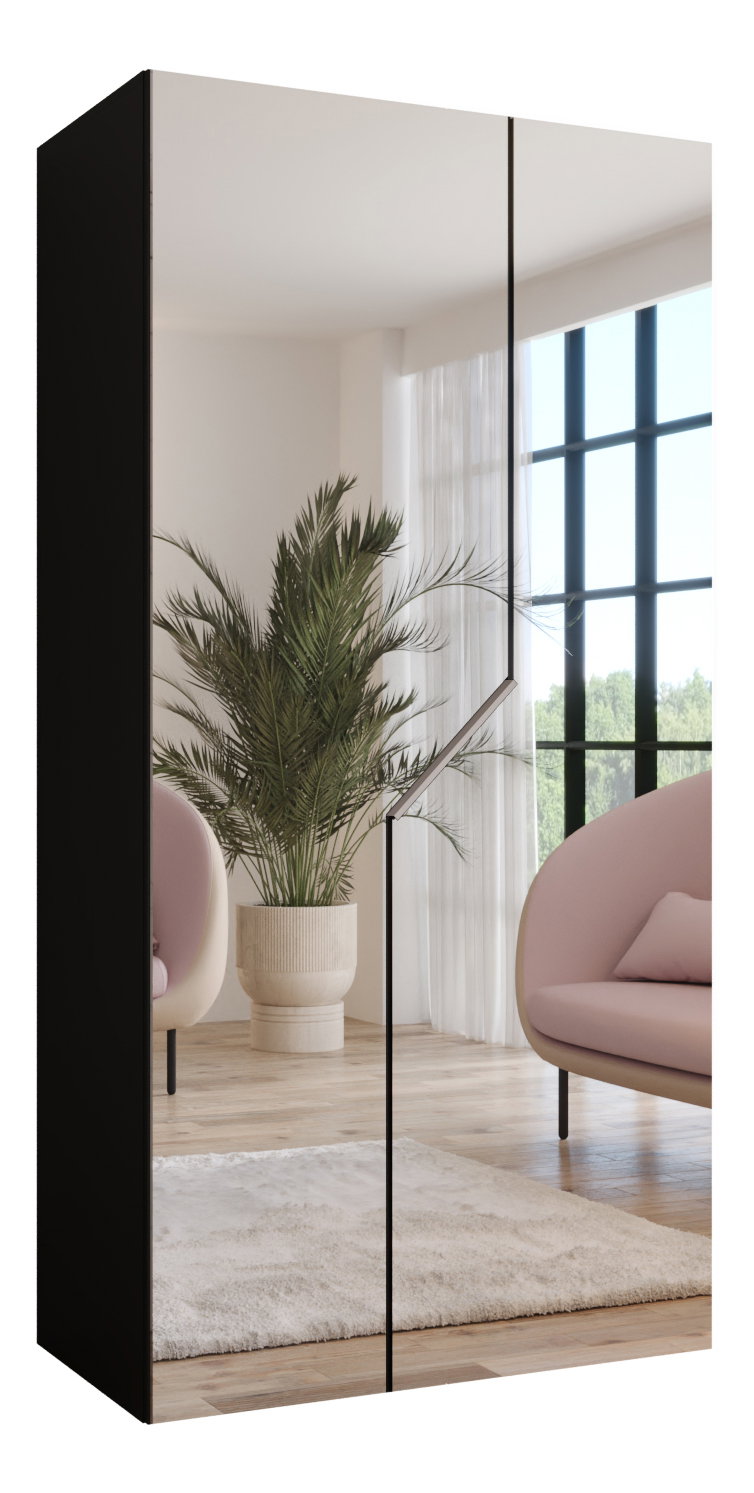 Dulap de haine Alaris 3 100 (negru + cașmir) (cu oglindă)