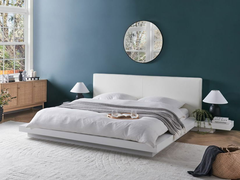 Pat matrimonial 180 cm ZEPHYRE (cu somieră) (alb)