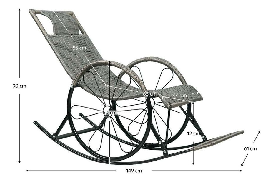 Fotoliu balansoar Rokefeler (ratan + gri)