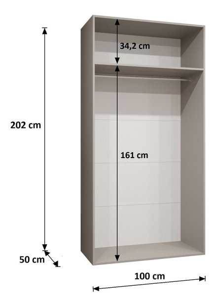 Dulap de haine 100 cm Parna 1 (Negru + Argintiu)