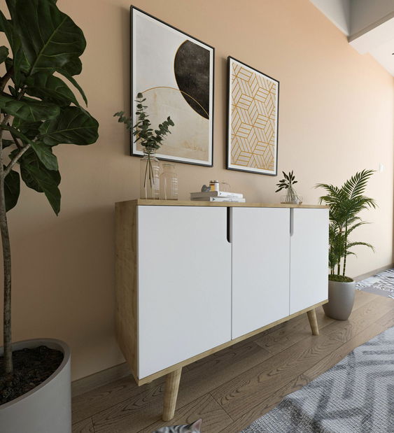 Skrinka Veria (dub zafírový + biela)