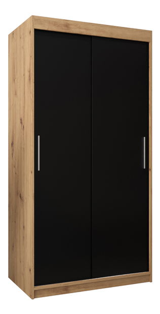 Dulap de haine 100 cm Toki (stejar artisan + negru mat)